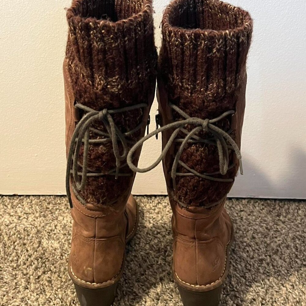 Ugg Australia Skylair Size 7 Suede Leather Knitted Cuff Cottagecore Winter - Picture 5 of 8